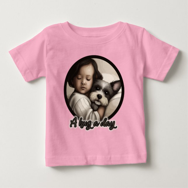 T-shirt Pour Bébé Un câlin par jour (Devant)
