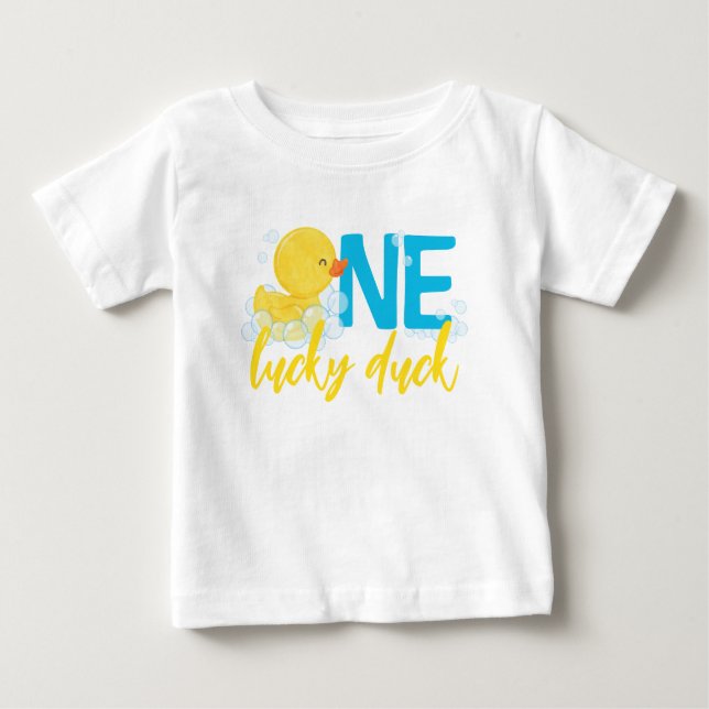 T-shirt Pour Bébé Un chanceux canard d'aquarelle en caoutchouc canar (Devant)