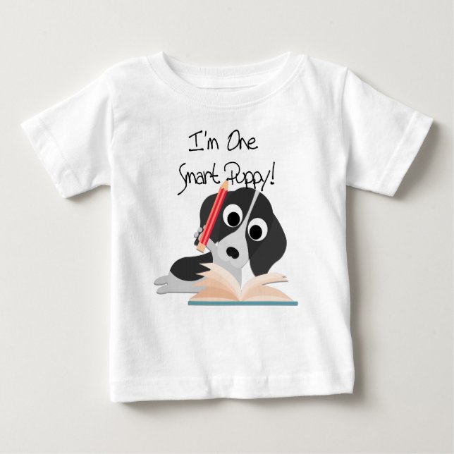 T-shirt Pour Bébé Un Chiot intelligent (Devant)