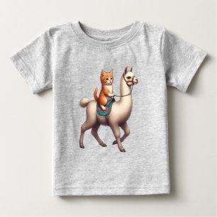 T-shirt Pour Bébé Un Cudtly Kitten Riding Fluffy Llama, Cat et Llama