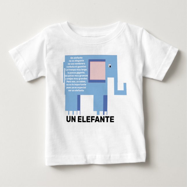 T-shirt Pour Bébé Un Elefante en espagnol cri rime (Devant)