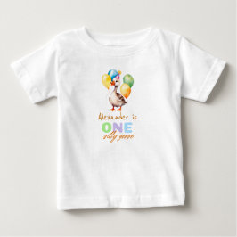 T-shirt Pour Bébé Un Garçon D'oie Idiot Bleu 1er Anniversaire