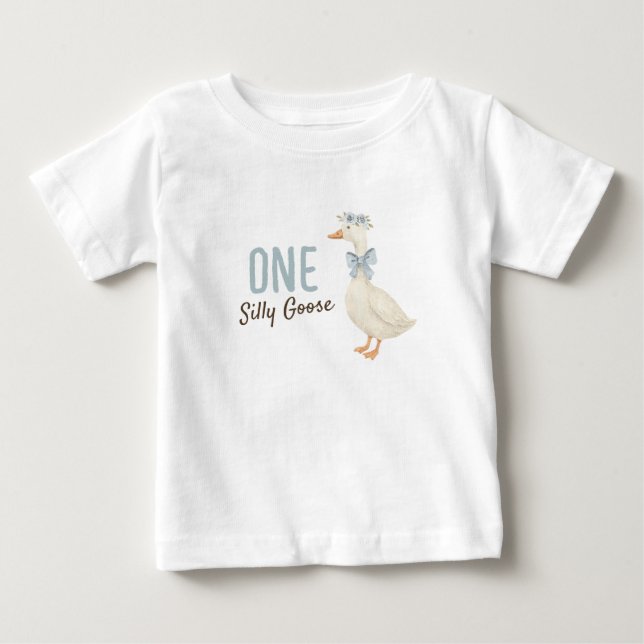 T-shirt Pour Bébé Un Garçon Silly Goose Premier anniversaire (Devant)