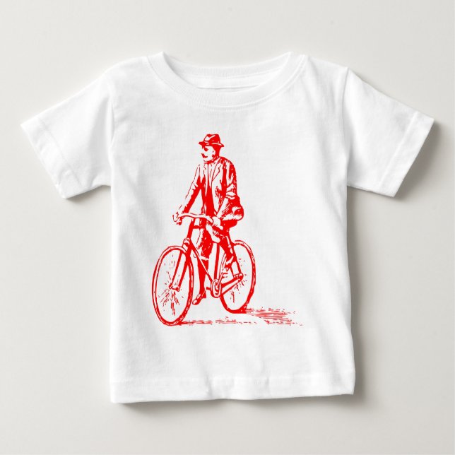 T-shirt Pour Bébé Un homme en vélo - Rouge (Devant)