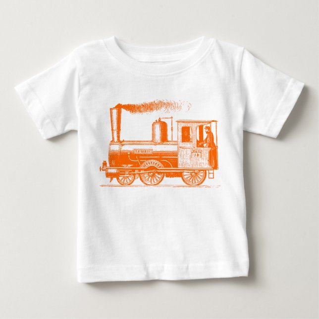 T-shirt Pour Bébé Un homme et son train - Orange (Devant)