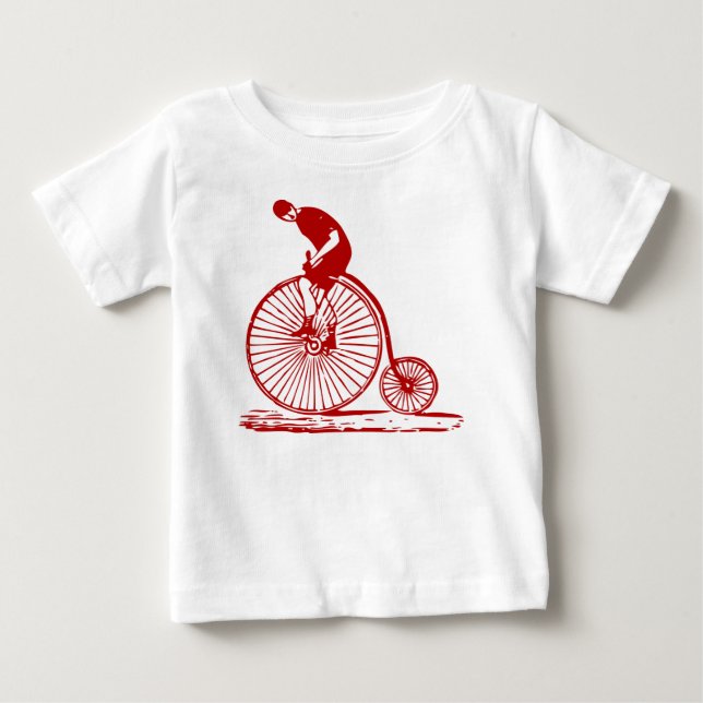 T-shirt Pour Bébé Un homme sur un penny Farthing - Ruby Red (Devant)