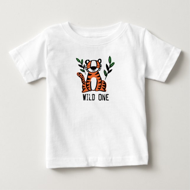 T-shirt Pour Bébé Un joli Tigre sauvage (Devant)