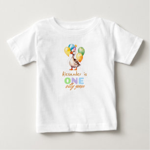 T-shirt Pour Bébé Un joyeux Garçon d'Un An Goose Bleu 