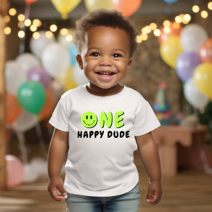 T-shirt Pour Bébé Un joyeux Mec 1er anniversaire Green Smiley