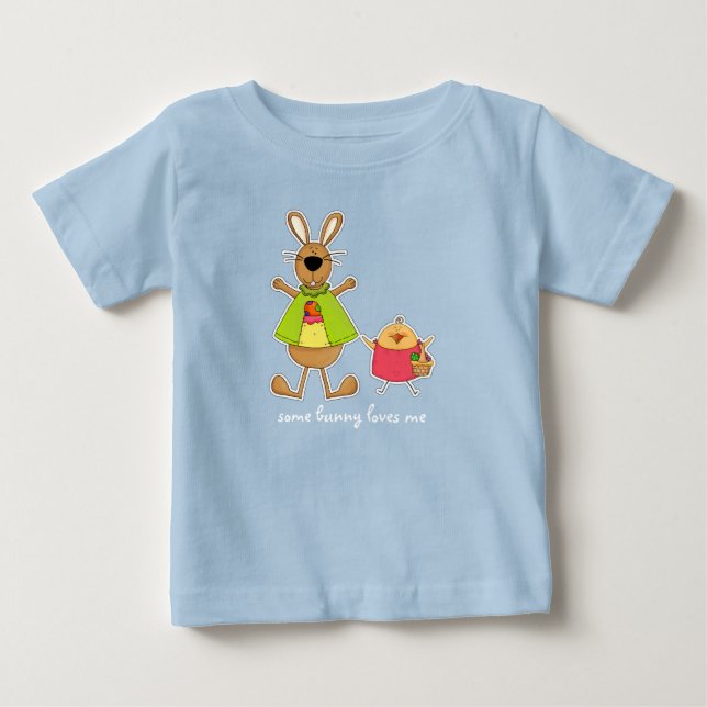 T-shirt Pour Bébé Un Lapin M'Aime. Cadeau De Pâques (Devant)