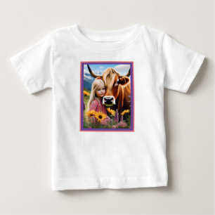 T-shirt Pour Bébé **"Un lien des Highlands : un enfant et sa vache"*