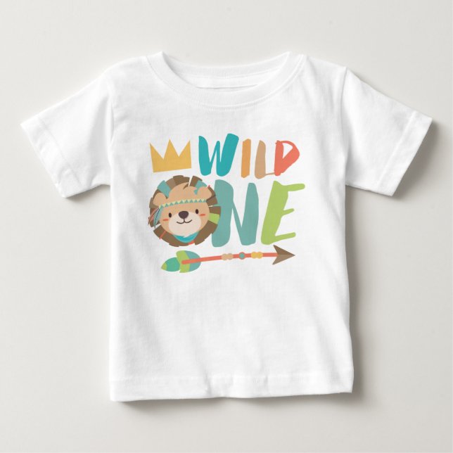 T-shirt Pour Bébé Un lion sauvage et une flèche | Boho | Âge d'un an (Devant)