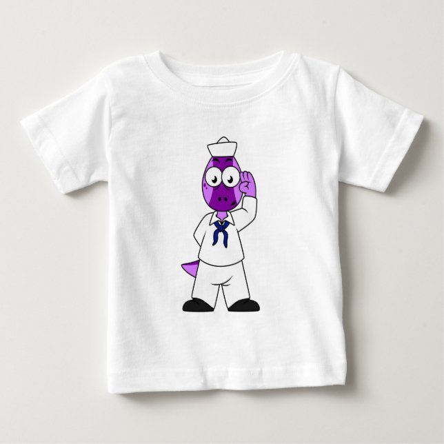 T-shirt Pour Bébé Un marin de la marine Pachycephalosaurus Dinosaur. (Devant)