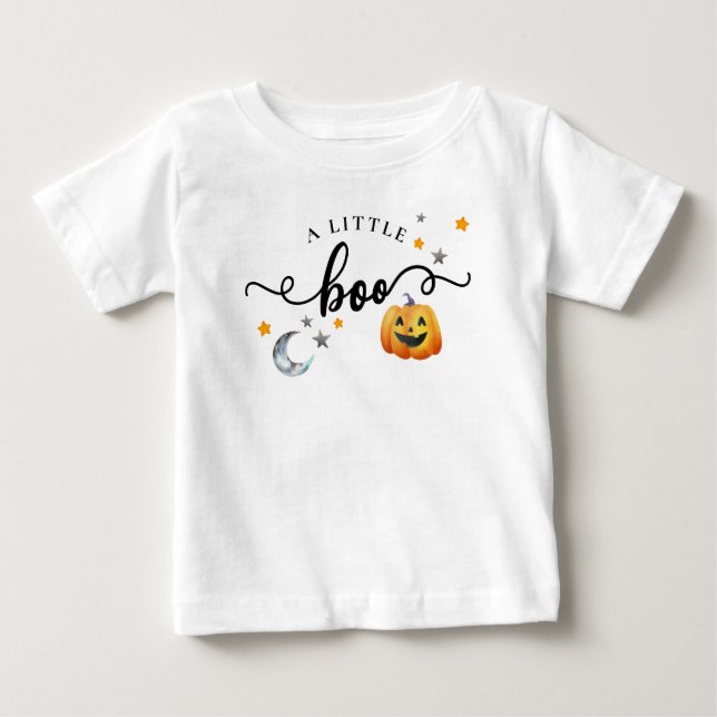 T-shirt Pour Bébé Un petit Boo Halloween Citrouille automne (Devant)