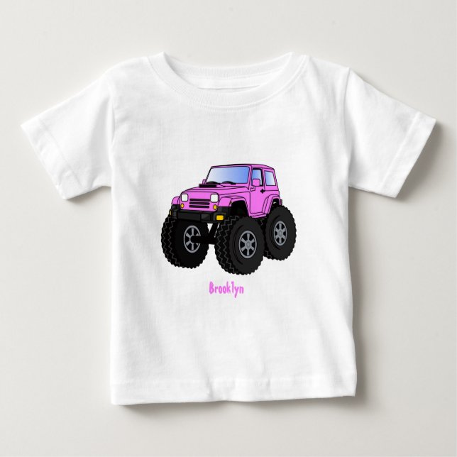 T-shirt Pour Bébé Un Pink Monster Cartoon (Devant)
