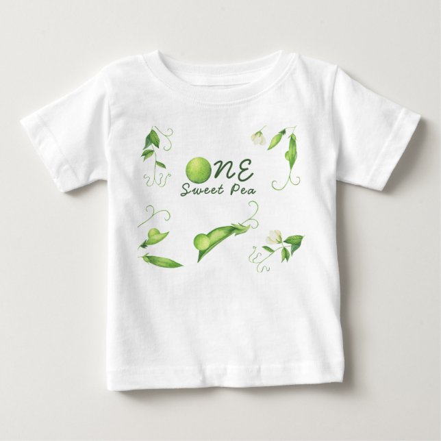T-shirt Pour Bébé Un pois doux premier anniversaire (Devant)