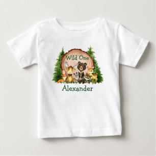 T-shirt Pour Bébé Un premier anniversaire sauvage Animaux de forêt d