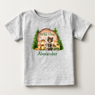 T-shirt Pour Bébé Un premier anniversaire sauvage Forêt rustique Ani