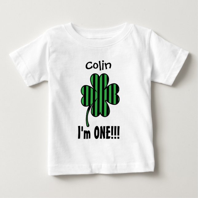 T-shirt Pour Bébé Un shamrock chanceux V10 de ęr anniversaire d'an (Devant)