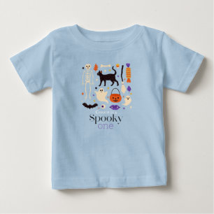 T-shirt Pour Bébé Un Spooky One Motifs d'Halloween Bleu 1er Annivers