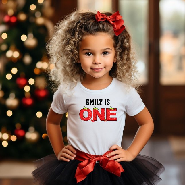 T-shirt Pour Bébé Un thème de fraise pour le 1er anniversaire de béb (Créateur téléchargé)