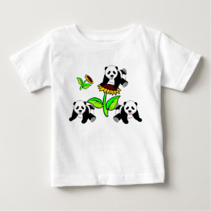 T-shirt Pour Bébé Un tournesol et ours panda