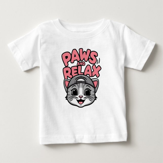 T-shirt Pour Bébé un visage de chat mignon (Devant)