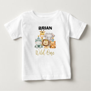 T-shirt Pour Bébé Une chemise d'anniversaire sauvage d'animal sauvag