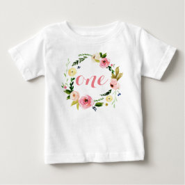 T-shirt Pour Bébé Une Fille Bébée Personnalisée Aquarelle Florale Wr