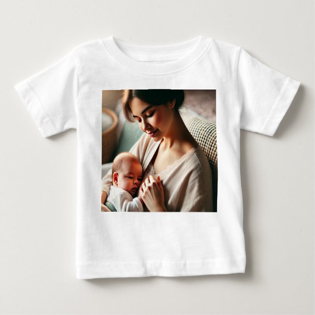T-shirt Pour Bébé Une mère câlinant son bébé (Devant)