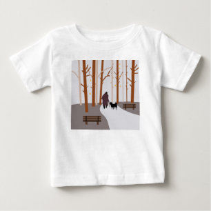 T-shirt Pour Bébé Une promenade avec un chien
