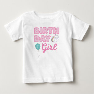 T-shirt Pour Bébé Unicorn Chat Fille d'anniversaire   Ajouter un âge