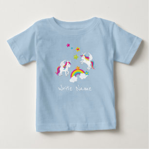 T-shirt Pour Bébé Unicorn Rainbow Stars. Fairy Tale Baby Tee