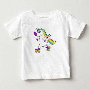 T-shirt Pour Bébé Unicorne au patinage en ligne avec patins à roulea
