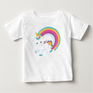 T-shirt Pour Bébé Unicorne avec arc-en-ciel