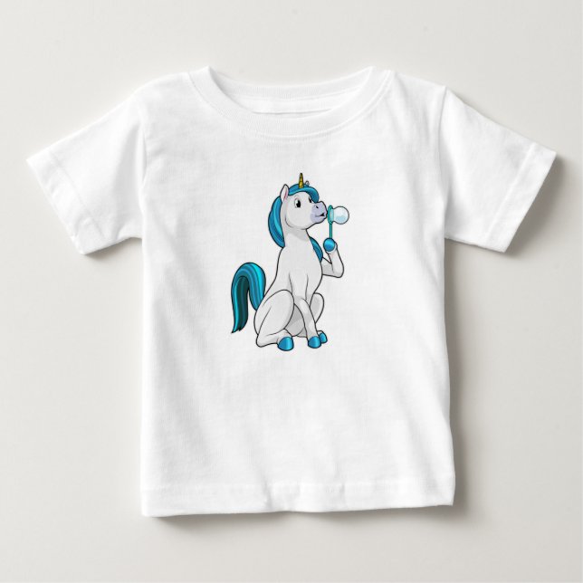 T-shirt Pour Bébé Unicorne avec bulles de savon (Devant)