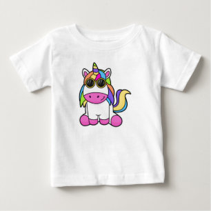 T-shirt Pour Bébé Unicorne avec lunettes de soleil