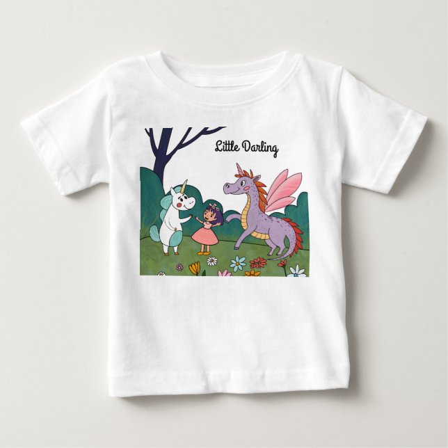 T-shirt Pour Bébé Unicorne magique (Devant)