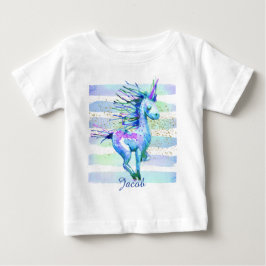 T-shirt Pour Bébé Unicorne Magique Aquarelle Bleu