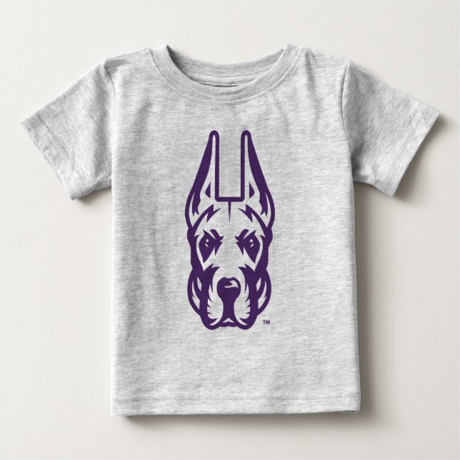 T-shirt Pour Bébé Université d'Albany Chef de la mascotte Great Dane (Devant)