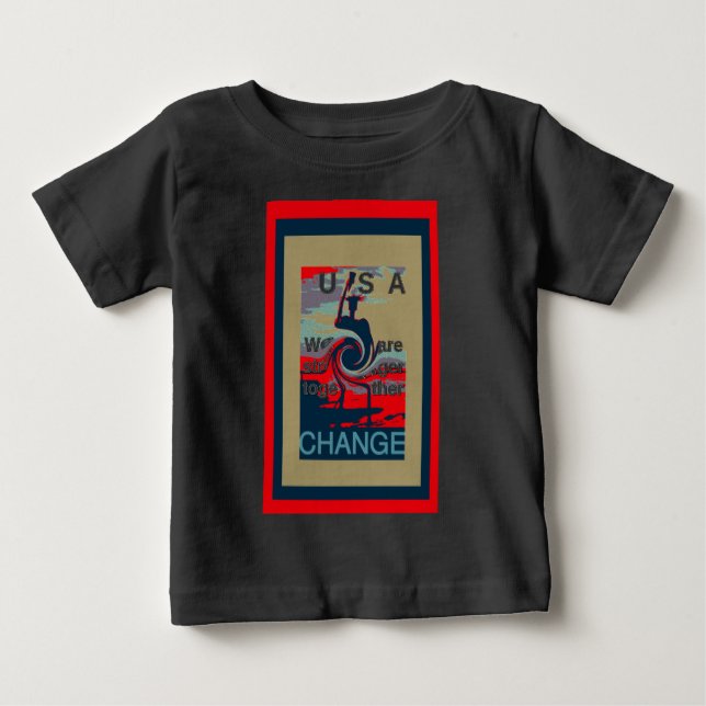 T-shirt Pour Bébé USA Change : Un design uni plus fort (Devant)
