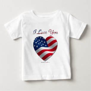 T-shirt Pour Bébé USA Flag Heart Je t'aime