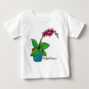 T-shirt Pour Bébé Usine d'orchidée d'aquarelle dans le beau pot