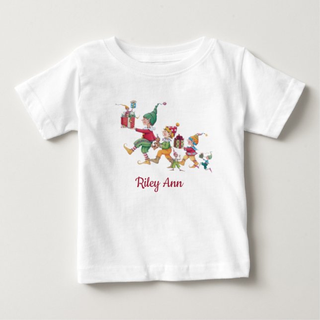 T-shirt Pour Bébé Vacances de Noël personnalisées Blanc (Devant)