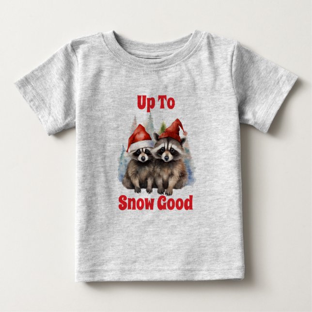 T-shirt Pour Bébé Vacances Raccoons Jusqu'À Neige Bon (Devant)