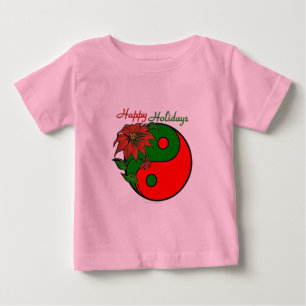 T-shirt Pour Bébé Vacances Yin Yang Poinsettia Rouge Vert