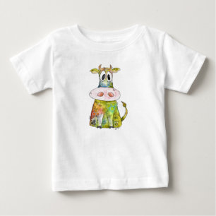 T-shirt Pour Bébé Vache blanche couleur blanc mignon