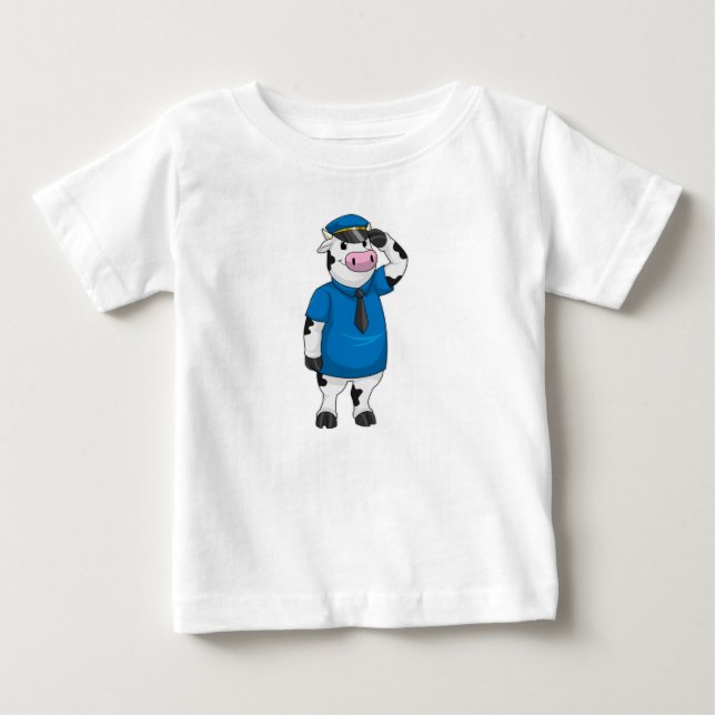 T-shirt Pour Bébé Vache comme agent de police avec casquette de poli (Devant)