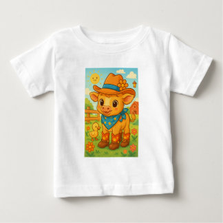 T-shirt Pour Bébé Vache Cowboy