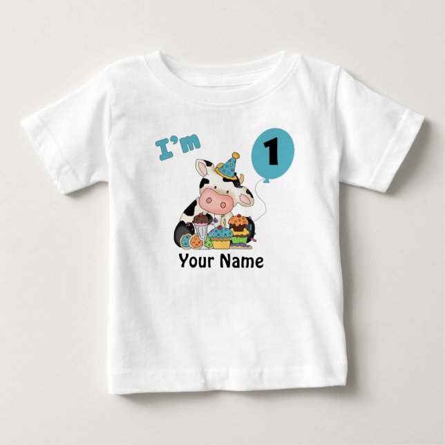 T-shirt Pour Bébé Vache d'anniversaire (Devant)